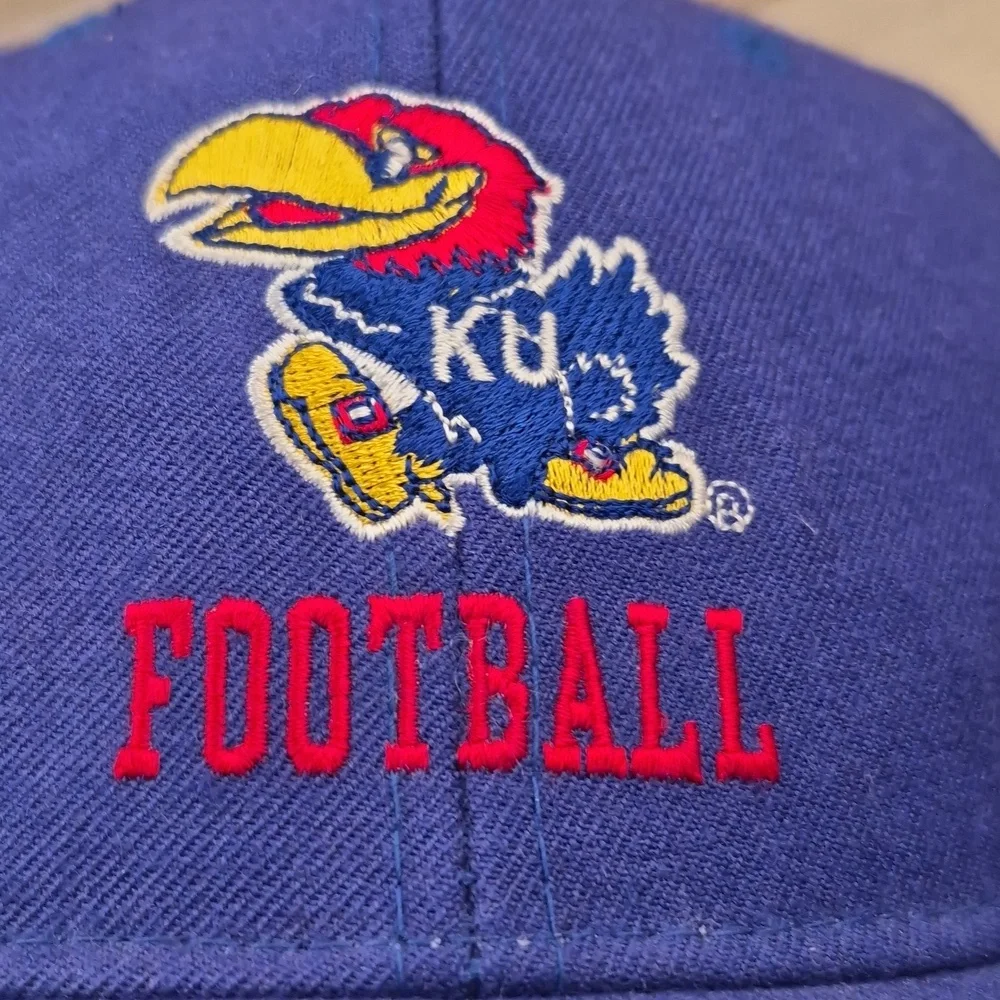 KANSAS UNIVERSITY Logo‎ College Football Champion Snapback Cap Hat 90s VTG RARE